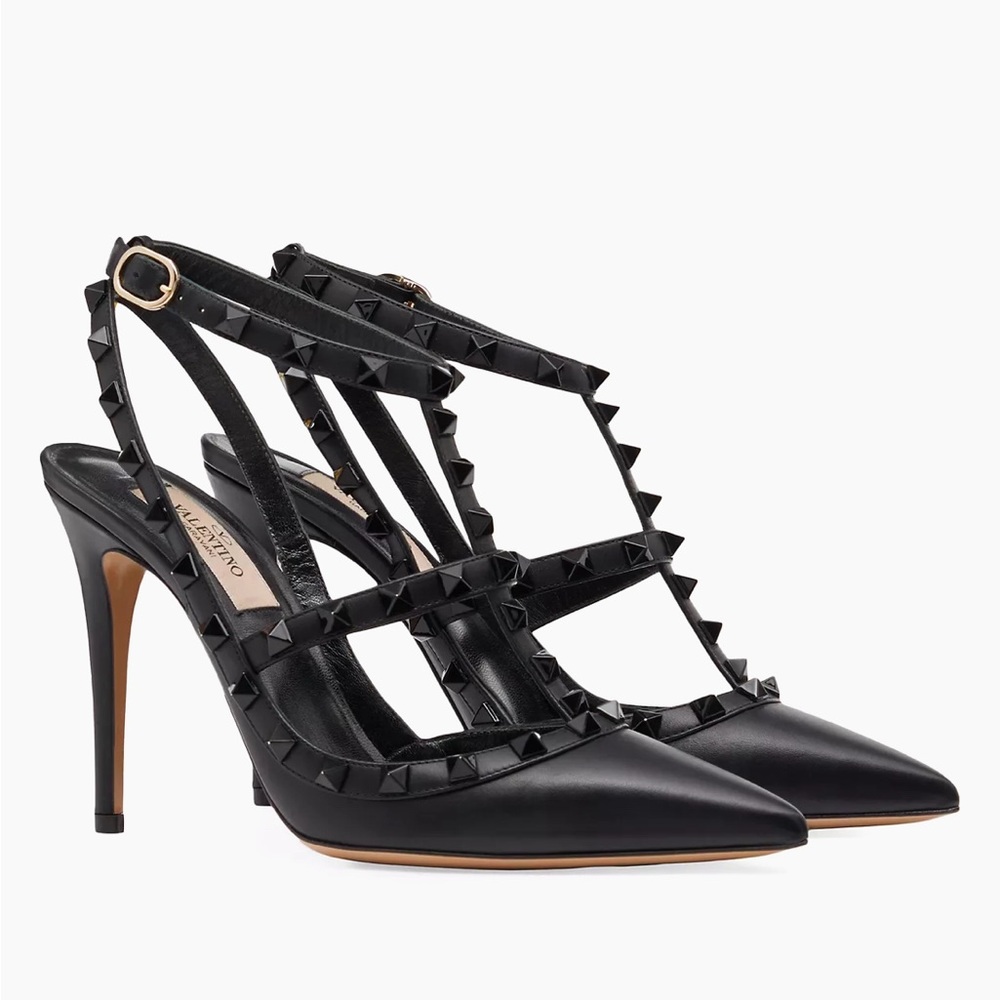 FULL SET - VALENTINO Rockstud Ankle Strap Pumps Tonal Studs 100 MM (37.5) - Picture 1 of 16
